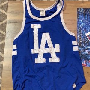 LA dodgers women tank top with sequins